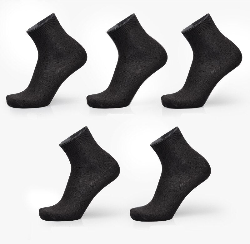 Men's Bamboo Fiber Business Socks – Breathable, Moisture-Wicking (5-Pack)