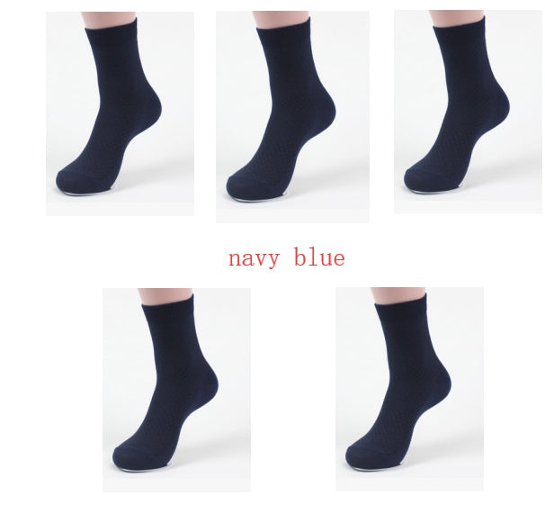 Men's Bamboo Fiber Business Socks – Breathable, Moisture-Wicking (5-Pack)