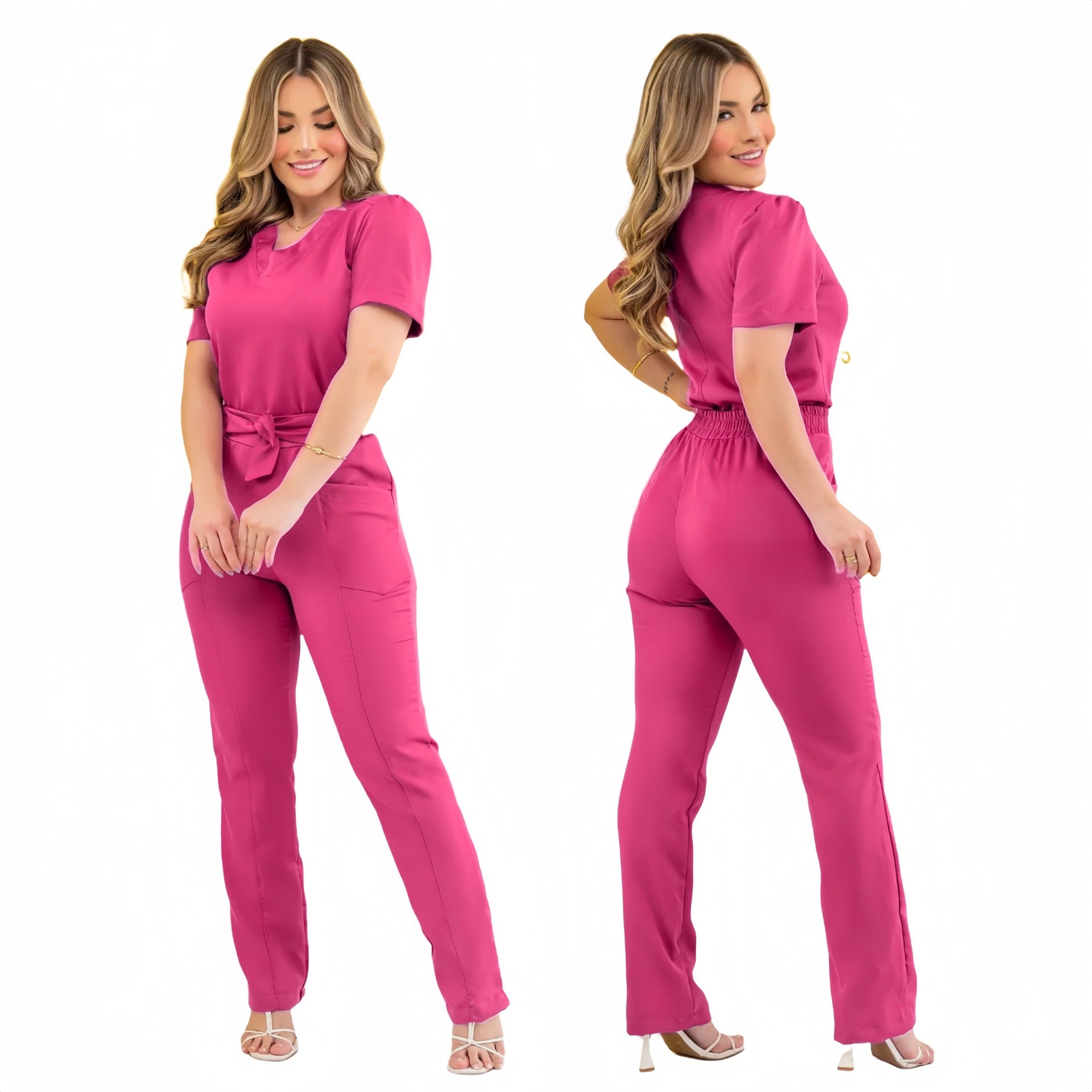 Women's Beauty Salon Scrub Set – Uniform Top & Pants