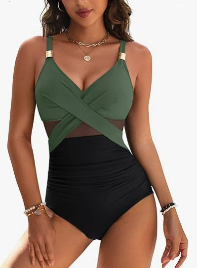 Women's Solid Color One-Piece Swimsuit