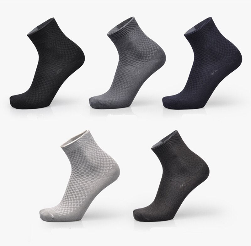 Men's Bamboo Fiber Business Socks – Breathable, Moisture-Wicking (5-Pack)