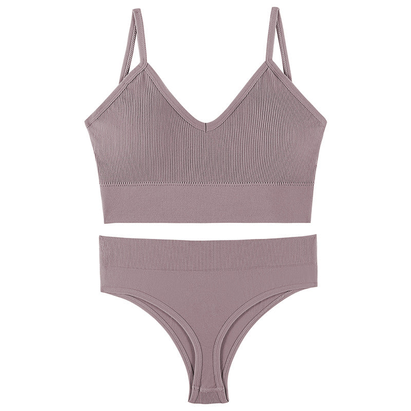 Women's Push-Up Wireless Sports Bra & Sling Vest Set