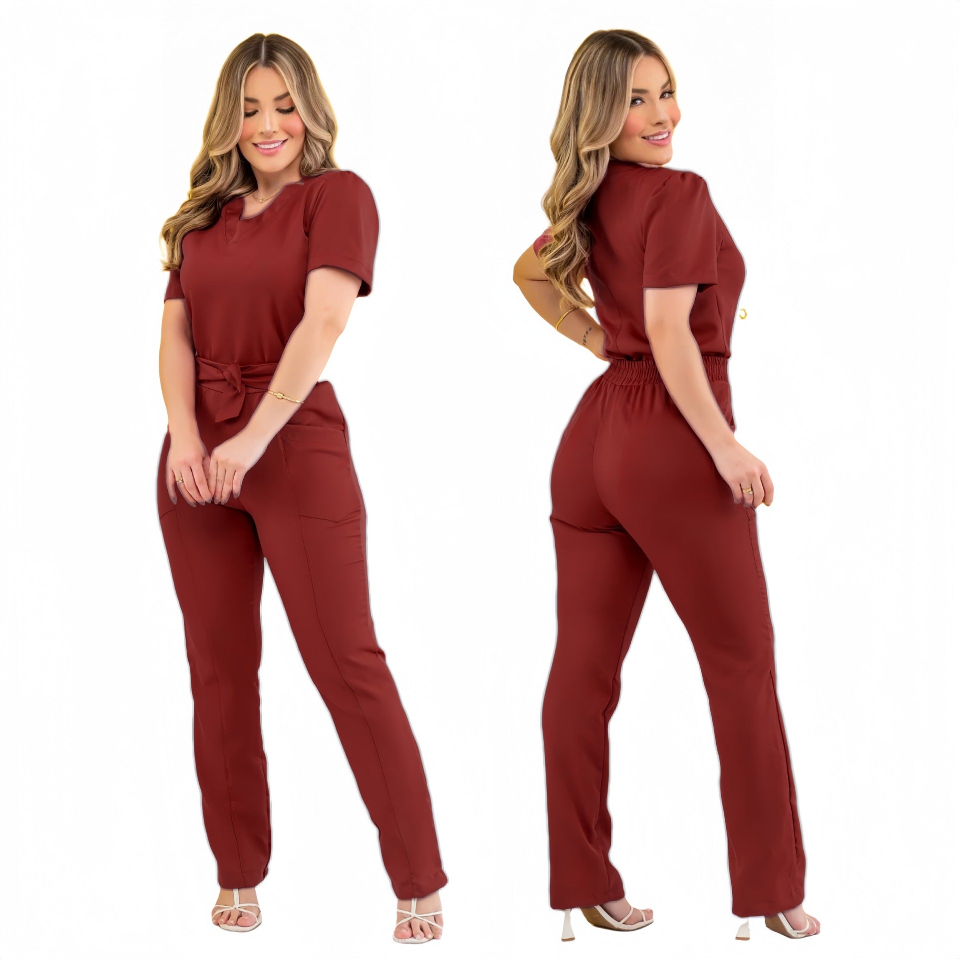 Women's Beauty Salon Scrub Set – Uniform Top & Pants