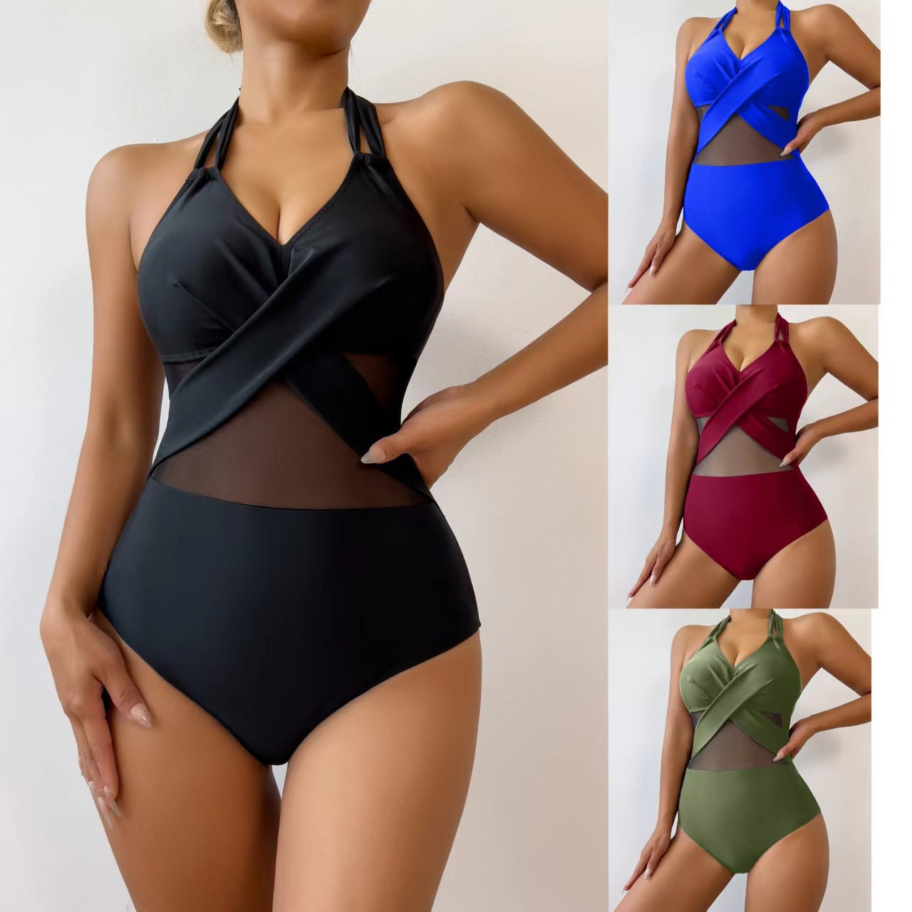 Women's Solid Color One-Piece Swimsuit