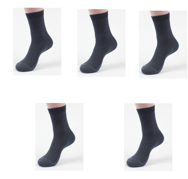 Men's Bamboo Fiber Business Socks – Breathable, Moisture-Wicking (5-Pack)