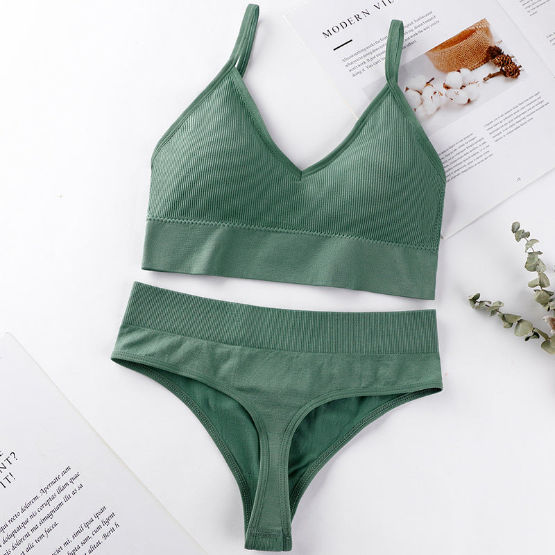 Women's Push-Up Wireless Sports Bra & Sling Vest Set