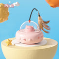Electric UFO Cat Teaser Toy – Interactive Feather Wand with Bell for Cats