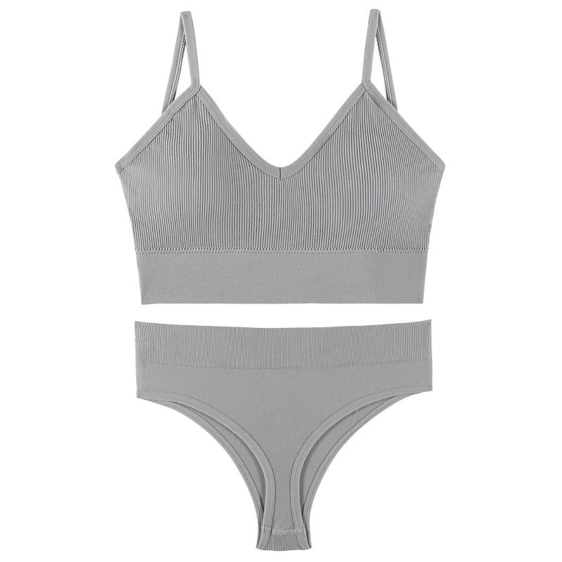 Women's Push-Up Wireless Sports Bra & Sling Vest Set