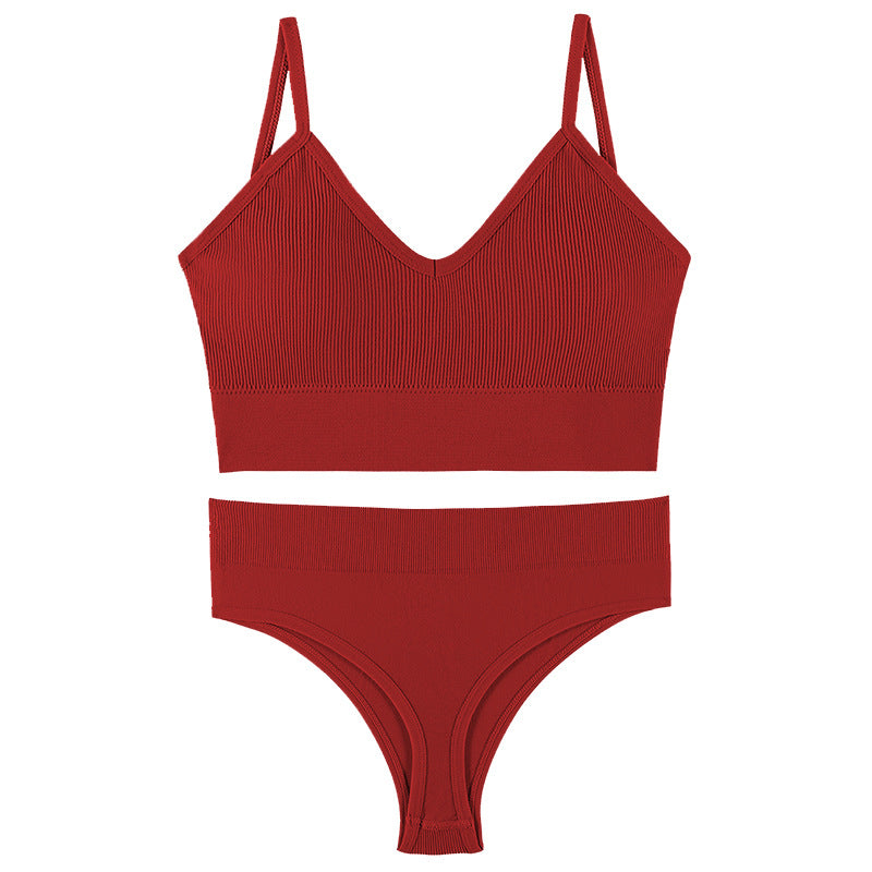 Women's Push-Up Wireless Sports Bra & Sling Vest Set