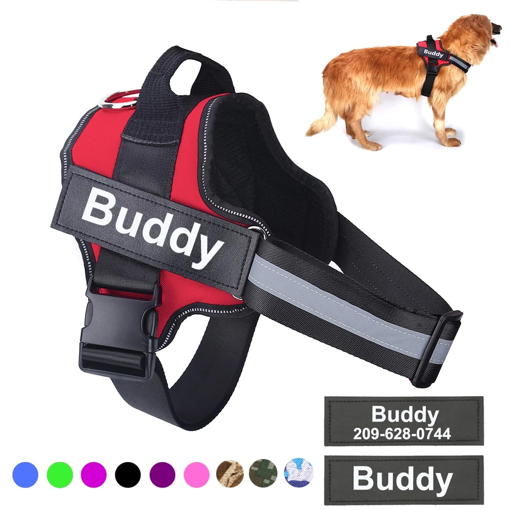 Personalized No-Pull Dog Harness – Reflective Breathable Adjustable Vest for Small & Large Dogs