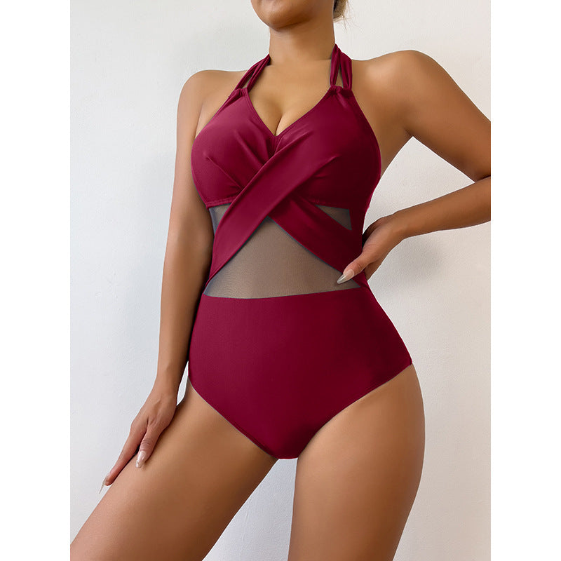 Women's Solid Color One-Piece Swimsuit