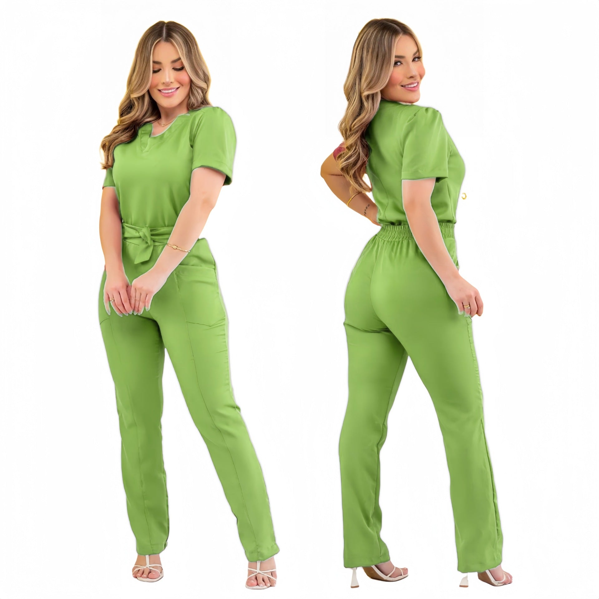 Women's Beauty Salon Scrub Set – Uniform Top & Pants