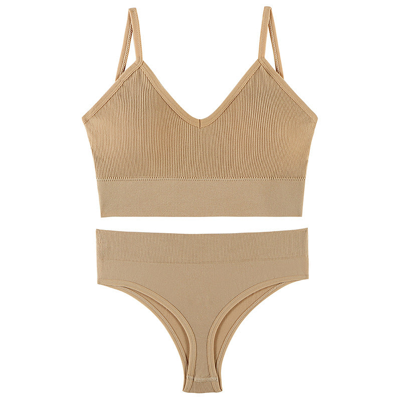 Women's Push-Up Wireless Sports Bra & Sling Vest Set