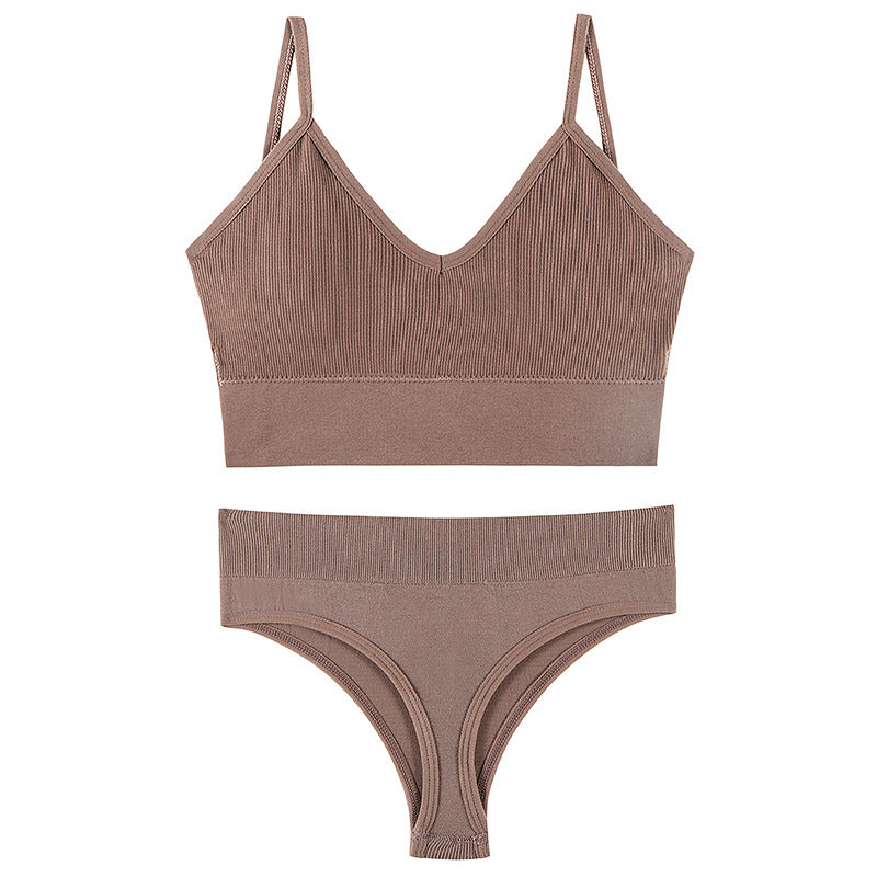Women's Push-Up Wireless Sports Bra & Sling Vest Set